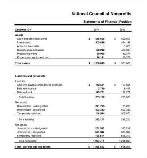 nonprofits examples|sample nonprofit financial statements.
